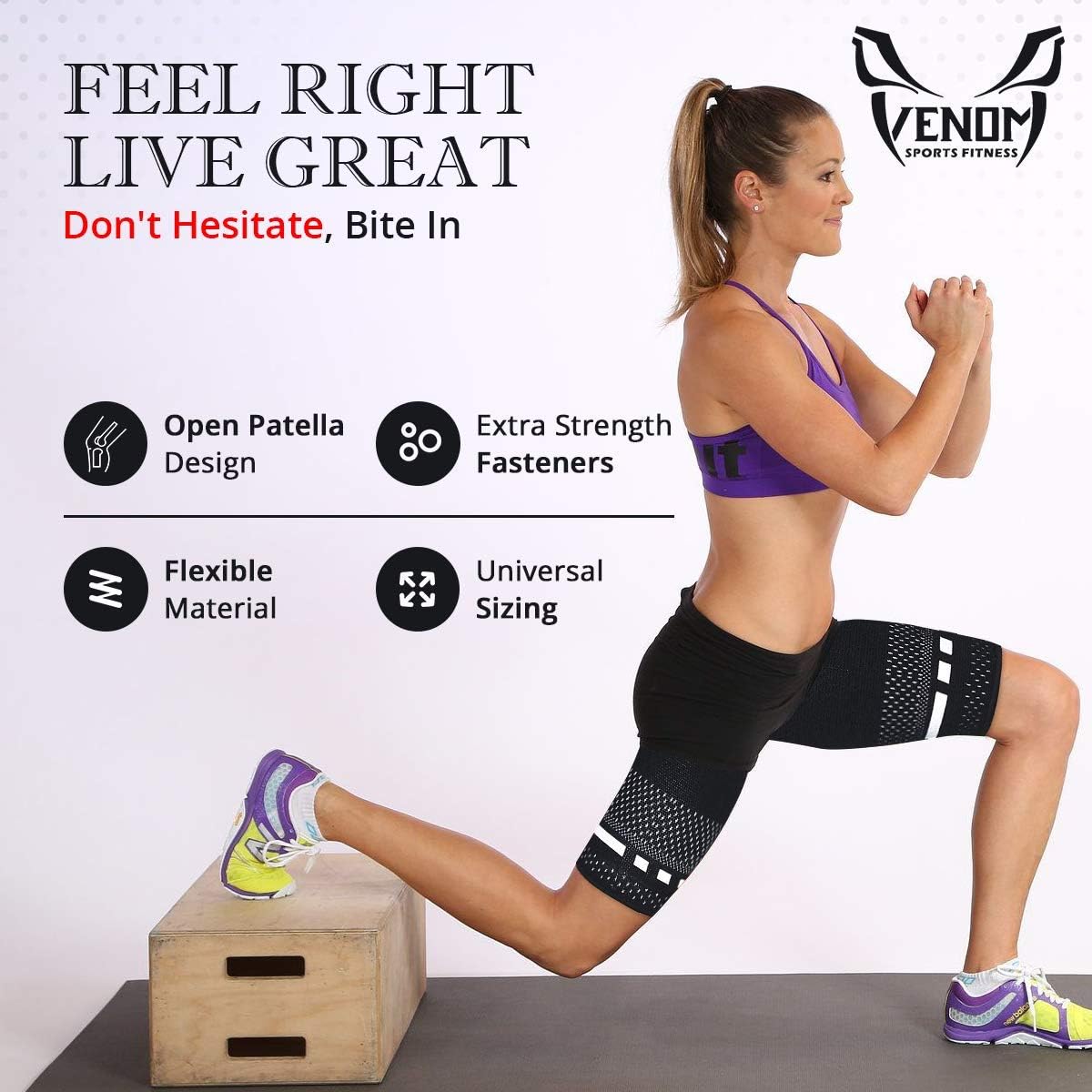 Venom Thigh Compression Sleeves for Men and Women, (Pair), Breathable Support Brace for Hamstrings, Groin and Quad Muscles, Injury Recovery and Pain Relief: Sports & Outdoors