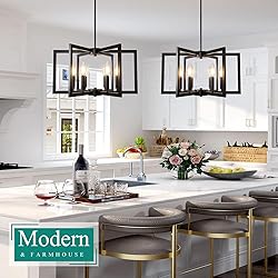 6-Light Black Chandelier, Farmhouse Dining Room