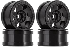 WONFAST 4PCS Plastic 2.2 Inch Beadlock Wheel Rim Wheel Hub 12mm Drive Hex Compatible with 1/10 RC Crawler Car for Axial SCX10 90046 TRX4 Wraith RR10 Capra (Black)