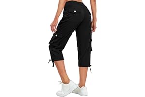LEPUNUO Women's Cargo Capris Pants Lightweight Quick Dry Hiking Pants Baggy Casual Outdoor Travel Cute Pants with 6 Pockets
