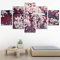 SIGNWIN 5 Panel Canvas Wall Art Modern Art Bouquet Colorful Decorative Elements Floral Multicolor Photography for Home Decorations Ready to Hang - 60