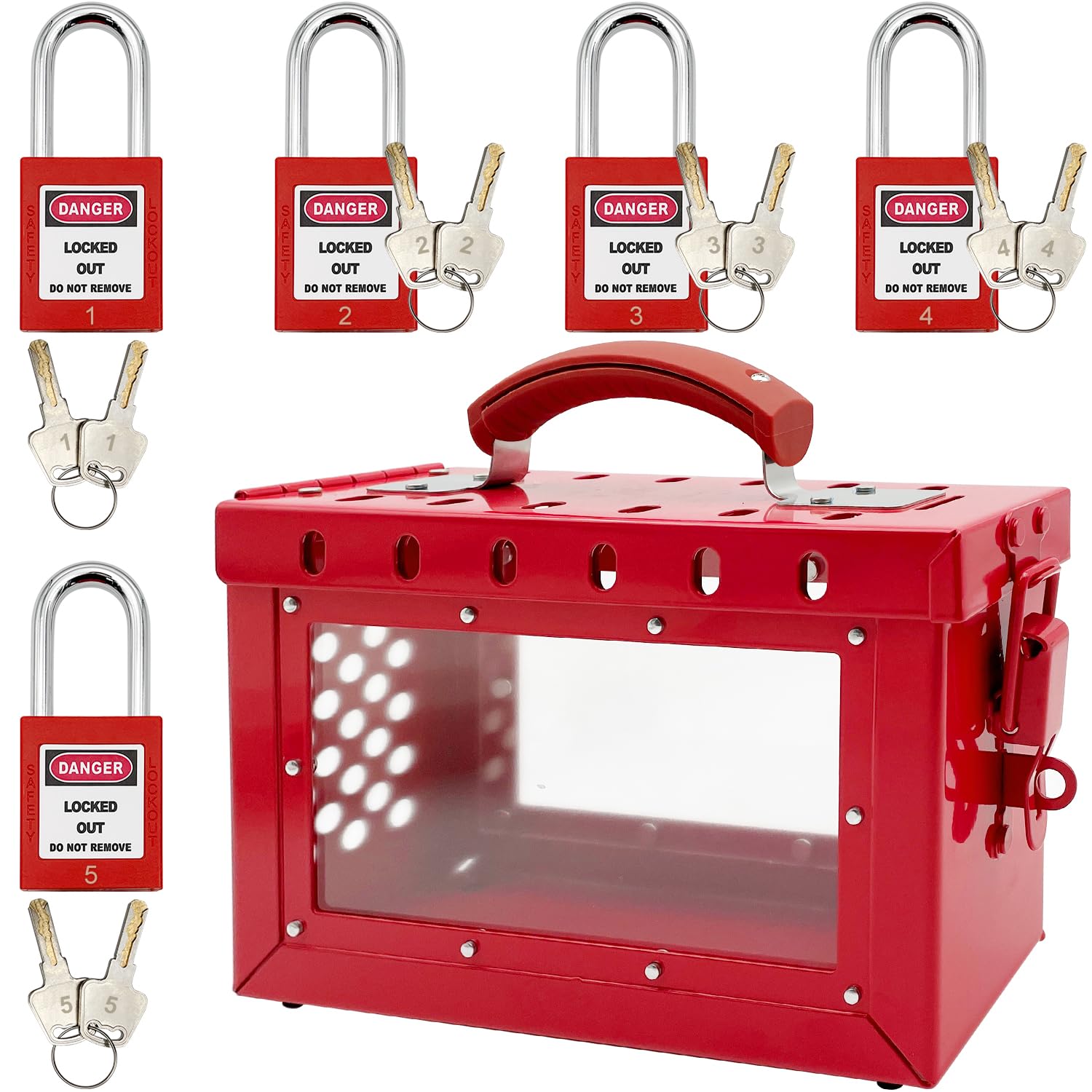 Mua SAFBY Lockout Tagout Box Kit Portable Safety Group Padlock Box with ...
