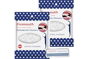 Fremouth Orthodontic Flossers for Braces - Ortho Dental Floss Picks, 100 Count (Pack of 2), with a Travel Case