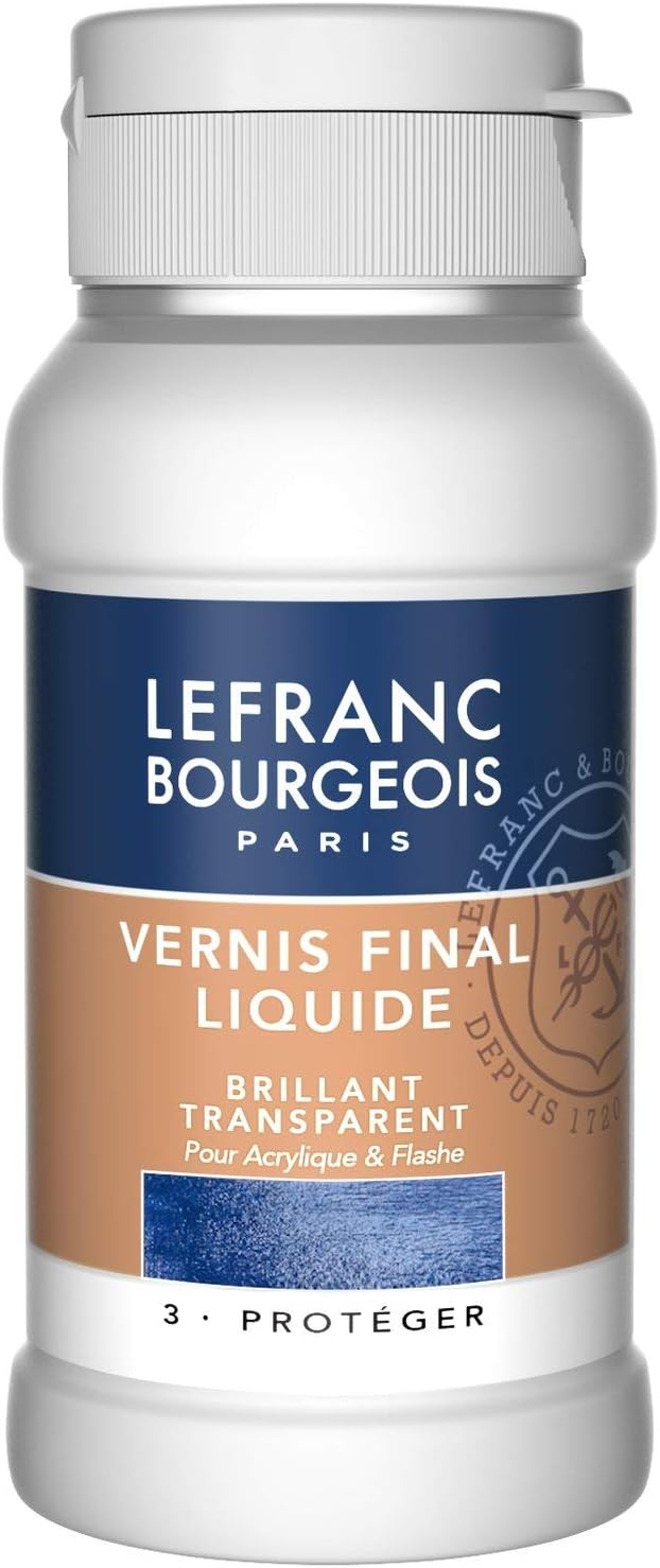 Lefranc & Bourgeois 300665 Shiny Rear Varnish Gloss for Acrylic Paints Clear, Gilbungsbeständigen Protect Your Images 120 ml Bottle