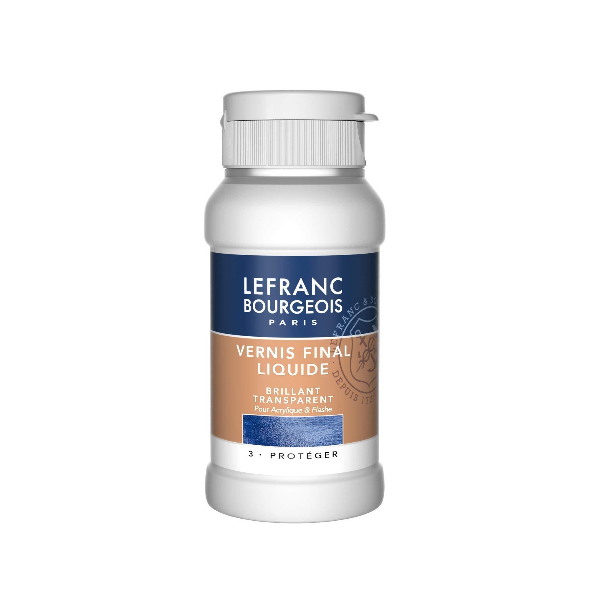 Lefranc & Bourgeois 300665 Shiny Rear Varnish Gloss for Acrylic Paints, Clear, Gilbungsbeständigen Protect Your Images 120 ml Bottle