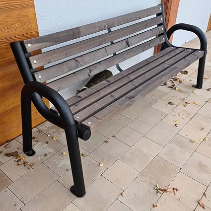 Amazon De Gartenbank Parkbank Holzbank Massiv Sitzbank Garten Balkon Bank Holz Metall Wetterfest Gartenmobel Stabil Eigenmontage Einfach Und Schnell