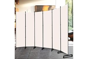 HOMSCREENER Room Divider Folding Privacy Screens with Lockable Wheels, 132'' Partition Room Dividers Freestanding Room Divider Fabric Panel for Room Separation, Wall Divider for Home Office Bedroom Dorm Decor