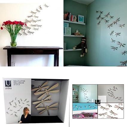 Umbra Set 20 Plastic Wallflutter Dragonfly Dragonflies Wall Decor