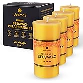 Uptimaz Beeswax Pillar Candles Set of 4, 2x4 Inch, 100% Beeswax Candle with Cotton Wick, Long Burning, Dripless Candle Bees Wax for Home, Décor, Prayer, Emergency