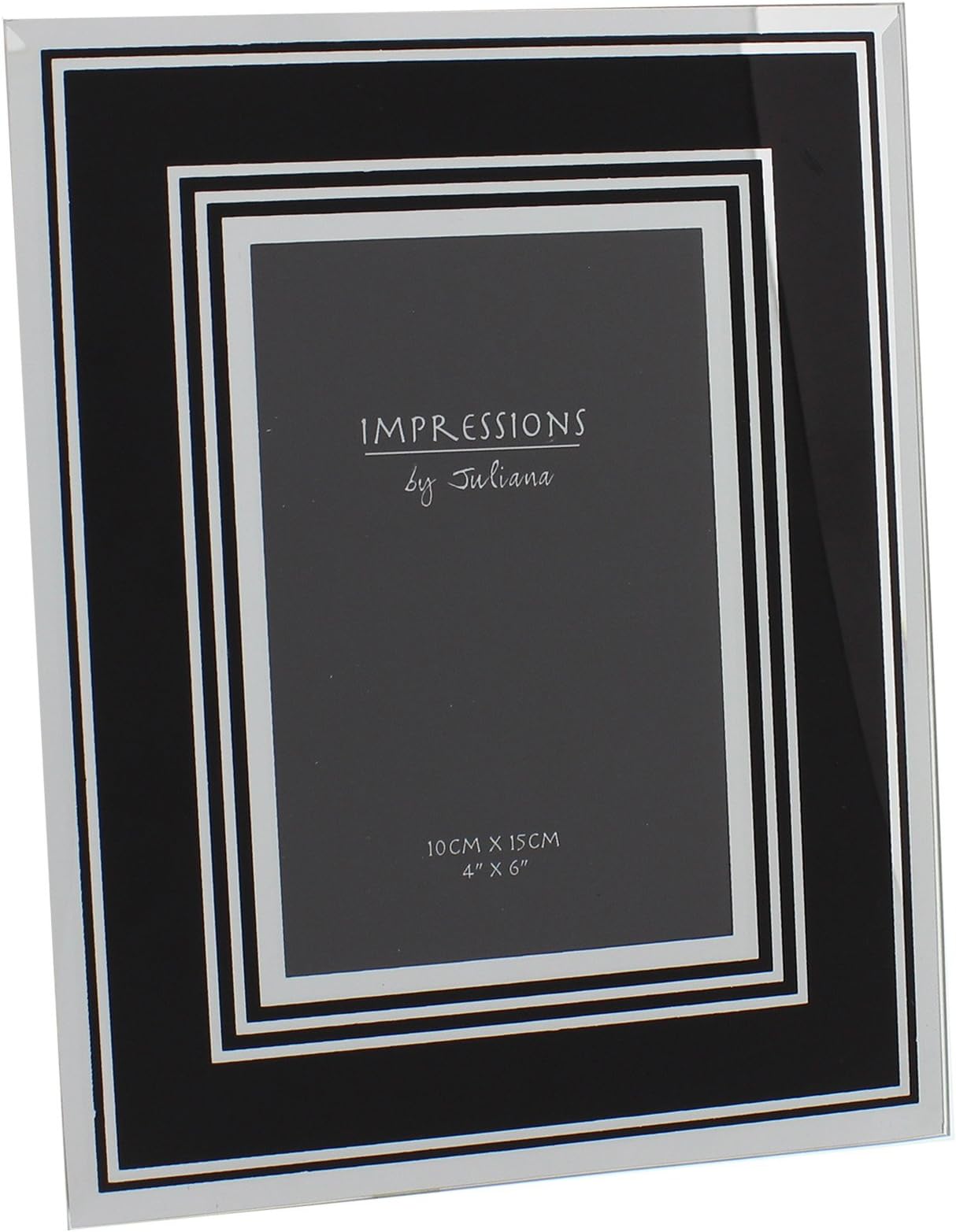 Impressions Mirror Glass Photo Frame Black 4" x 6"