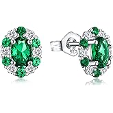 AGRULE Moissanite Stud Earrings for Men Women, 1.4-2.4ct 14K White Gold Plated Sterling Silver Post D Color VVS Heart/Princess/Round Cut Lab Created Diamond Earrings