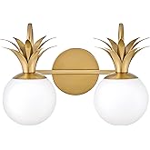 Hinkley Palma 54152HB Small Two Light Vanity, Etched Opal Shade, Classic Pineapple Motif, Heritage Brass