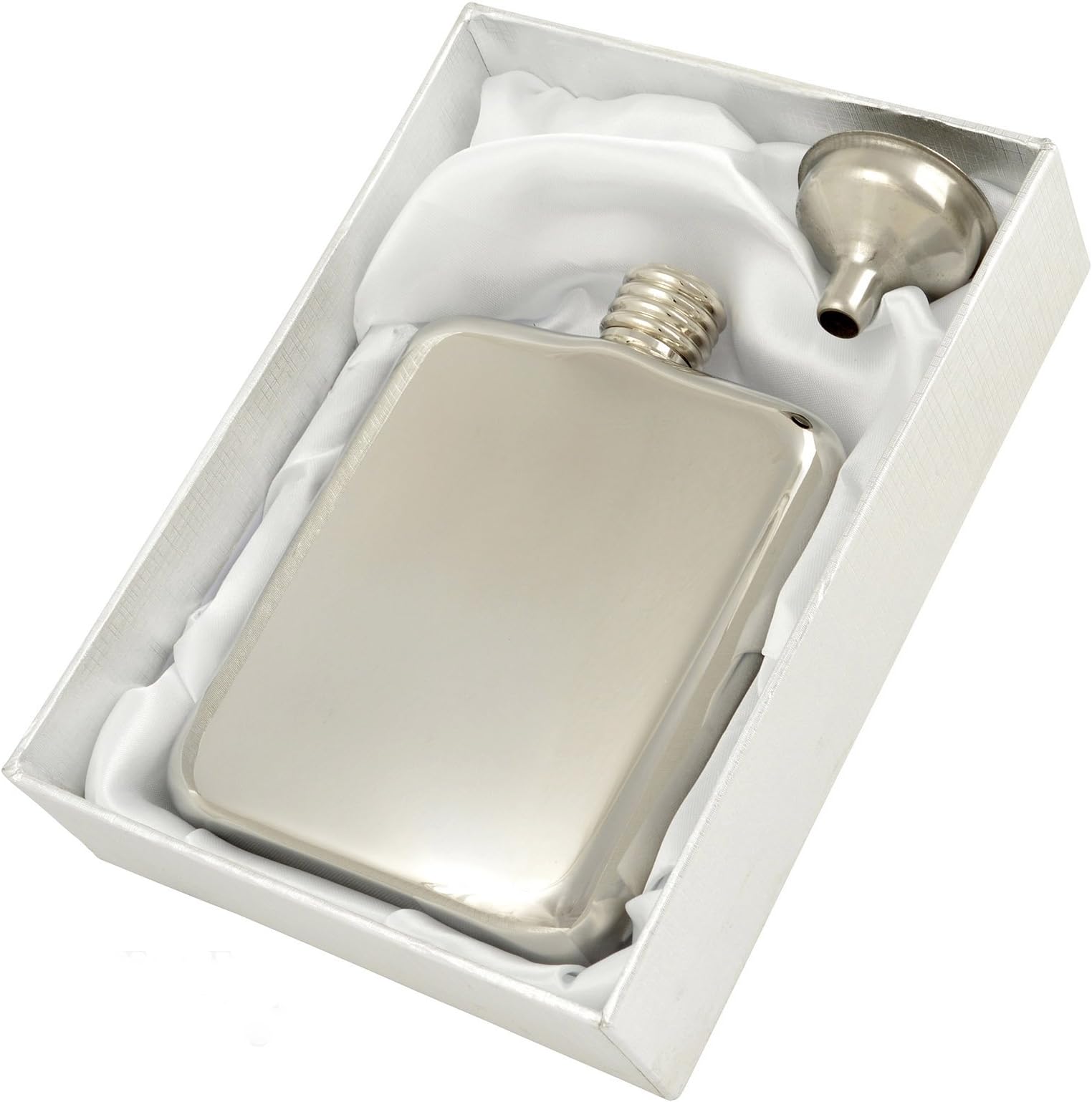 Personalised Engraved Mirror Finish 6oz Hip Flask with Funnel in Gift Box. Beautiful Quality