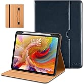 DTTO for iPad Pro 13 inch Case (M5/M4) 2025/2024, Premium Leather Business Folio Stand Cover with Pencil Holder - Auto Wake/Sleep & Multiple Viewing Angles, Built in Hand Strap & Pocket, Blue