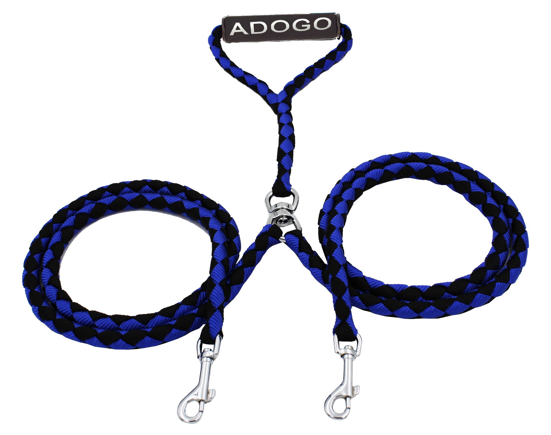 ADOGO Dog Lead Splitter,No-Tangle Double Dog Leash for Walking and Traning 2 Dogs (Blue & Black)