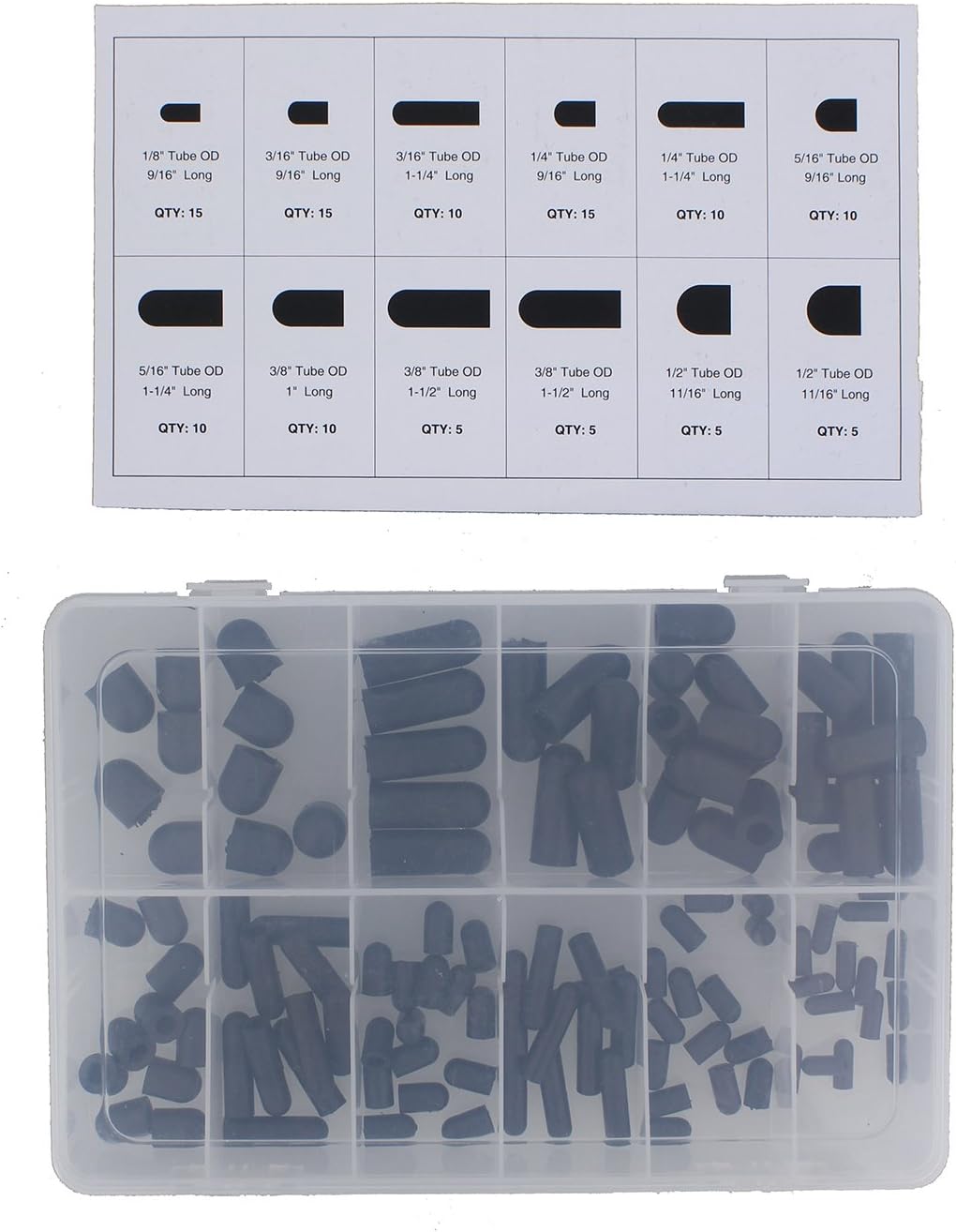 ABN Rubber Vacuum Cap 115-Piece Assortment Set – Automotive Carb Line & Hose Caps Kit for Carburetor, Manifold, More: Automotive