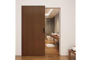 BARNSMITH 40"x86" Concealed Sliding Barn Door with Soft Close Mechanism, Brown Hidden Barn Door, Waterproof Vinyl Wrapped, Fits Opening Width 32"-36", Widely Used