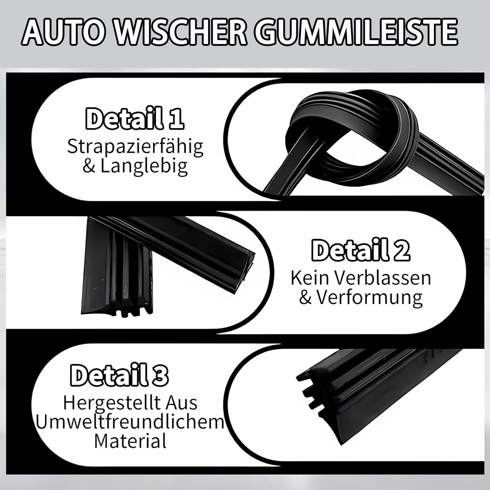 6 Stück Scheibenwischer Gummi, Universal Ersatzwischblätter Replacement Gummistreifen für Scheibenwischer, Hochwertiges Wischergummi, Passend für Die Meisten Autos, Scheibenwischers Gummi Ersatz 800mm 2