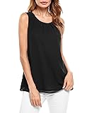 Beyove Plain Scoop Neck Chiffon Elegant Girls Tank