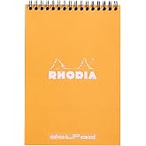 Rhodia #16 Wirebound Notepad 5.8" x 8.3" Dot Pad, Orange Cover