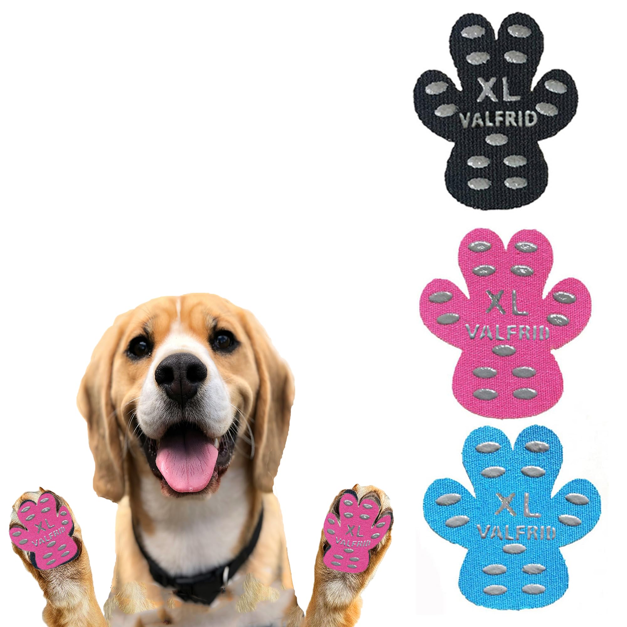Photo 1 of ?VALFRID Dog Paw Protector Pads,15 Sets-60 Pads Anti-Slip Grips for Hardwood Floors,Best for Hot Pavement,Strong Self-Adhesive Traction Stickers for Senior Dog Essentials Multicolor XL