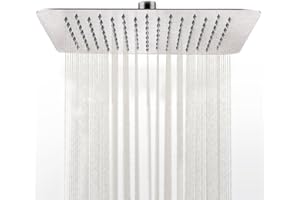 SR SUN RISE 12 Inch Rain Shower Head, High Pressure Rainfall Showerhead Large Waterfall Shower Head Ultra Thin Water Saving, Brushed Nickel 304 Stainless Steel
