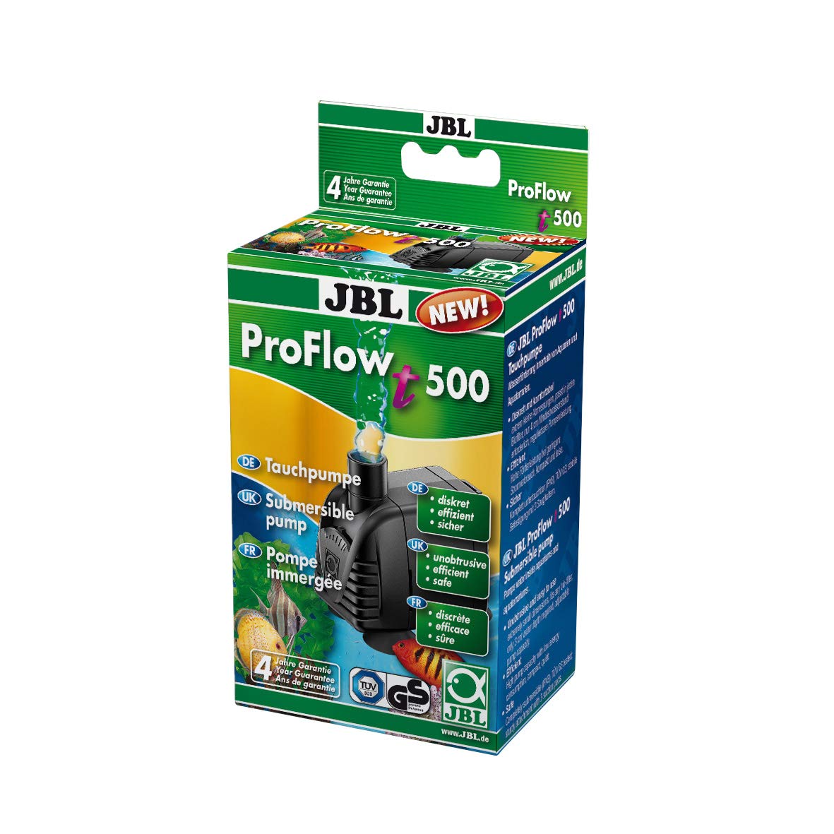 JBL ProFlow t500 Submersible Pump, Black, Stainless Steel, 300 L/h, IPX8, 57 x 34.4 x 54.5 mm