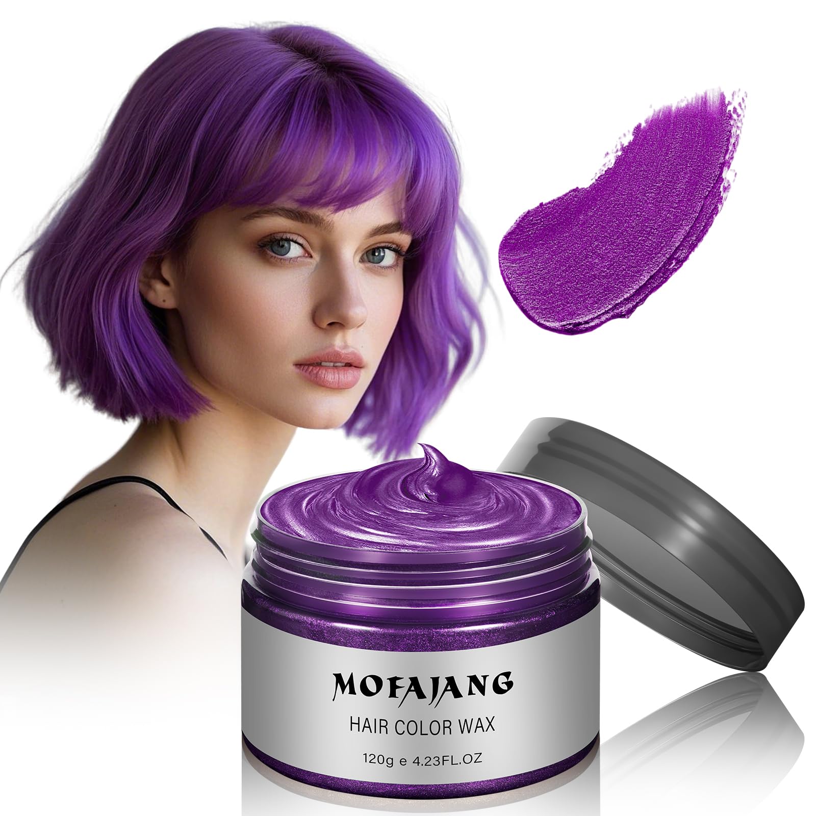 Photo 1 of Temporary Hair Color Wax, Purple Hair Spray, 4.23 Ounces Natural Disposable Hair Wax Color Spray, Kids Women Temporary Hair Dye Wax Clay Pomades for Christmas Parties, Role Playing, Halloween (Purple)