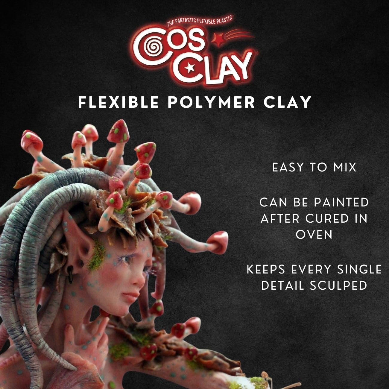 Cosclay Sculpt - Soft Gray - Flexible Polymer Clay (1lb)