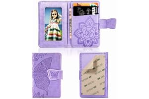 Ropigo Cell Phone Butterfly Wallet,Credit Card Holder for Back of Phone Pocket 3M Adhesive Sticker Card Pouch Sleeve for iPhone/Samsung Galaxy/Moto/Google/Android and Most Smartphones (A-Purple)