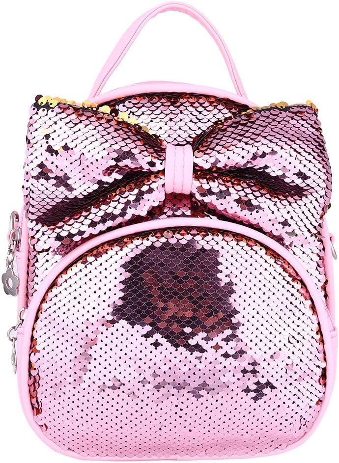 squarex  Kid Shoulders Bag Cute Fashion Sequins Bow Casual Travel Girls Backpack Travel Backpack Hiking Backpack Sport Daypack Bag for Climbing (Pink)