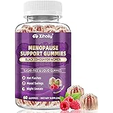 Menopause Supplements for Women with Black Cohosh, Menopause Relief Sugar Free Gummies for Hot Flashes, Natural Female Hormone Balance & Ashwagandha, Magnesium for Night Sweats, Mood Swings, 60 Count