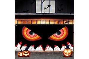 ZELARO Halloween Garage Door Decorations Banner Monster Face Halloween Garage Door Cover 6x13 Ft Halloween Backdrop Wall Decor Large Halloween Garage Door Banner for Indoor Outdoor Wall
