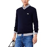 Lacoste Men's Monochrome Cotton V-neck Sweater