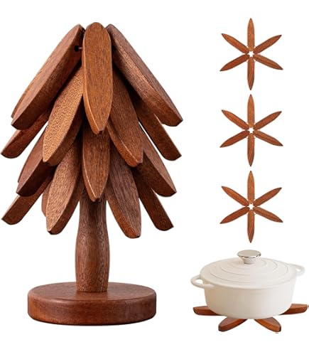 Amazon.com: Natural Foldable Black Walnut Wooden Trivet Set - 4