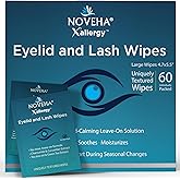 NOVEHA 60Pcs Allergy Relief Eyelid Wipes | Pre-moistened Hypoallergenic Eye Cleansing Pads, Reduce Itchiness, Redness & Discomfort Caused By Allergy, Clean, Soothe & Remove Debris (1 Pack)