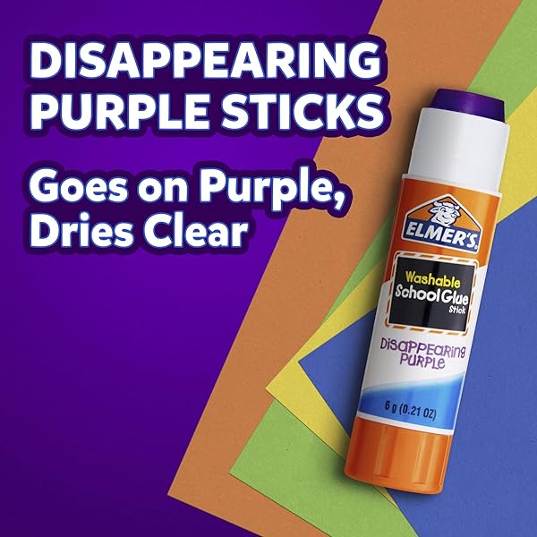 ELMER’S® DISAPPEARING GLUE STICKS, 0.21 OZ, PURPLE, PACK OF 12