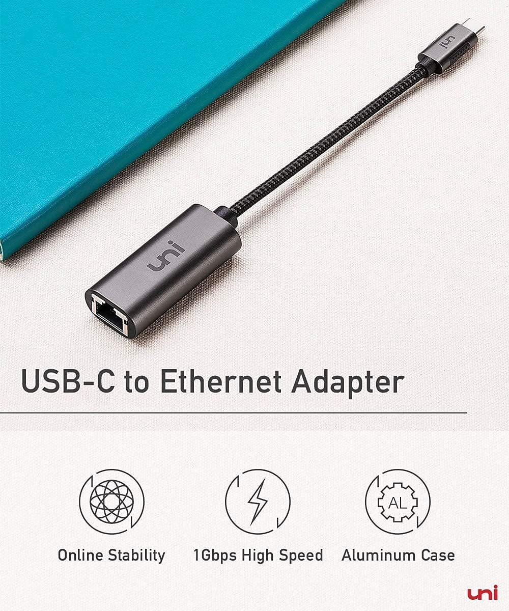 Uni Usb C To Ethernet Adapter, Driver Free 1Gbps Wired Network Adapter, Gigabit Thunderbolt Lan Adaptor In Aluminum, Compatible For Iphone 15 16, Macbook Pro, Macbook Air, Ipad Pro/Air, Dell Xps - View 9
