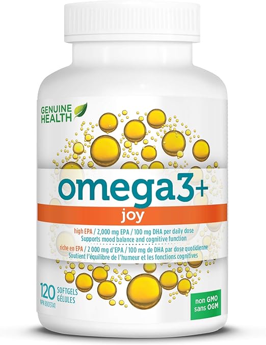 Genuine Health Omega 3+ Joy Fish Oil Supplement, 2000 mg EPA, 100 mg