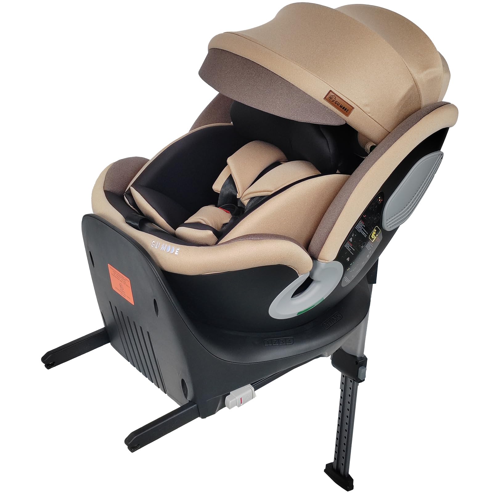 ＧＵ ＭＯＤＥ チャイルドシート ジュニアシート 新生児～12歳頃（身長40-150cm）（0-36kg）360°回転式 ISOFIX対応 R129適合 サポートレッグ付き シートベルト固定 ロングユース 取付簡単 5年保証 コットンタイプ (ブラウン・ブラック, フレックスシェード付き)商品画像