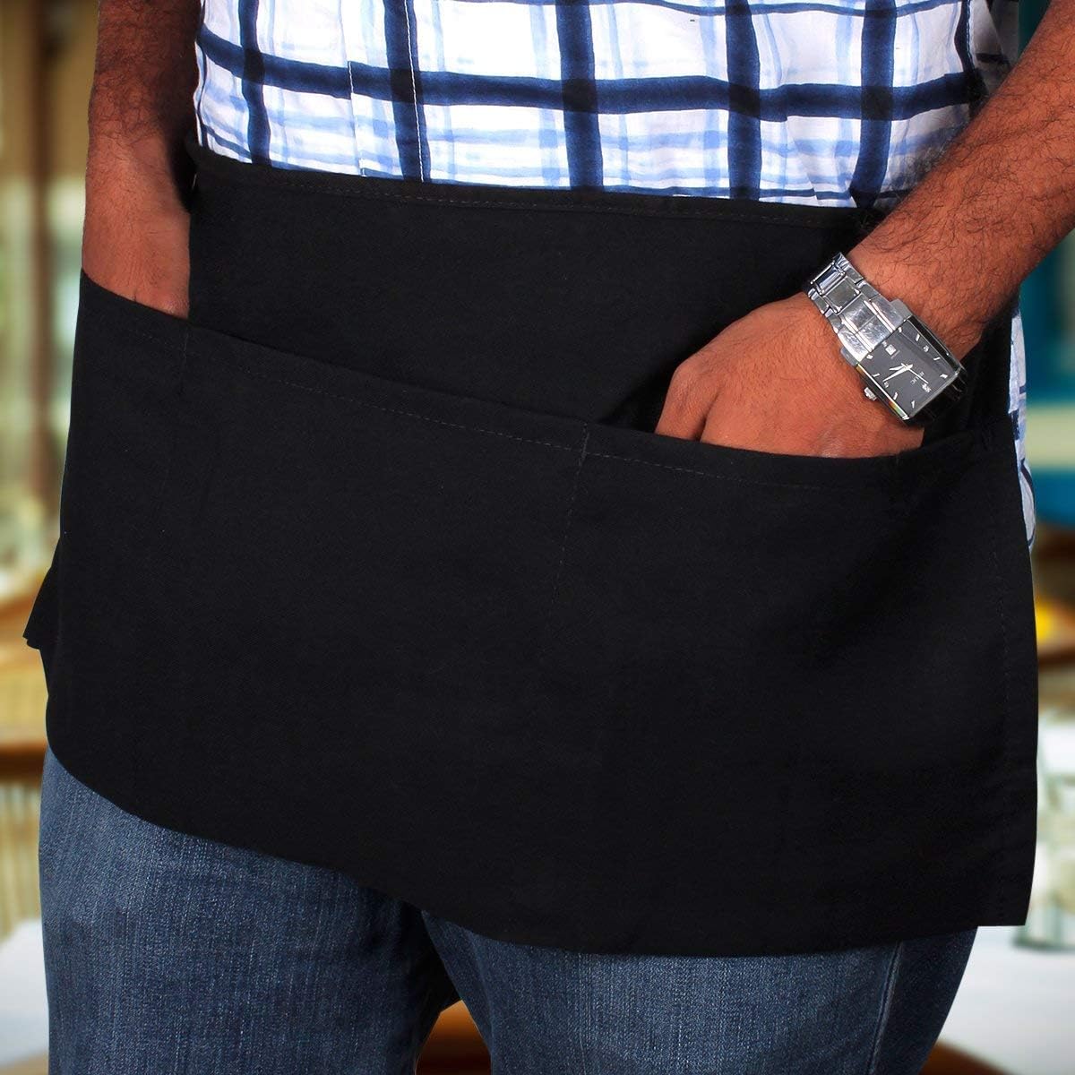Utopia Wear 2 Pack 3 Pockets Waitress Apron, Waist Aprons for Home and Kitchen, 24 x 12 Inches, Black: Home & Kitchen