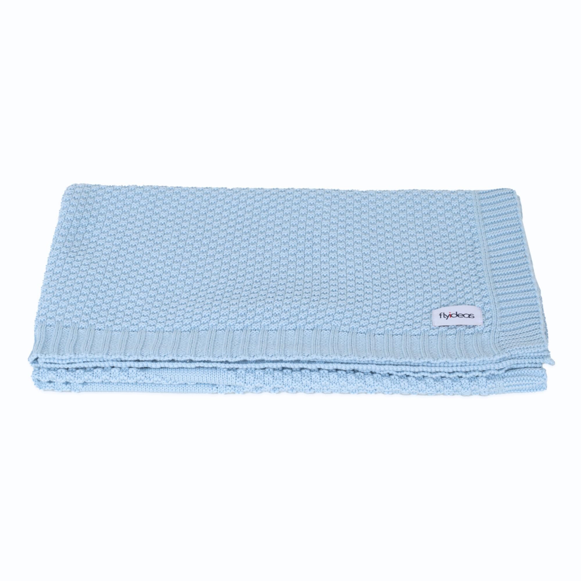 FlyIdeas | Newborn Knitted Baby Blanket 90x70 cm - Soft Warm and Cosy for Boys & Girls Nursery Blanket for Prams/Strollers/Travel/Cribs/Baskets