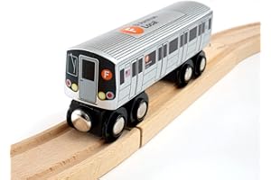 MUNI PALS Munipals New York City Subway Wooden Railway (B Division) F Train/6 Avenue Local–Child Safe and Tested Wood Toy Train