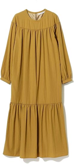 Amazon レイビームス ワンピース ヨーク ヘム ギャザー クルーネック ワンピース レディース マスタード Free Size ワンピース チュニック 通販