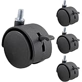 Litoexpe 4Pcs 2 Inch Swivel Caster Wheel with Brake | M8x25mm Stem, 360-Degree Swivel, Locking Brake, for Workbenches and Furniture