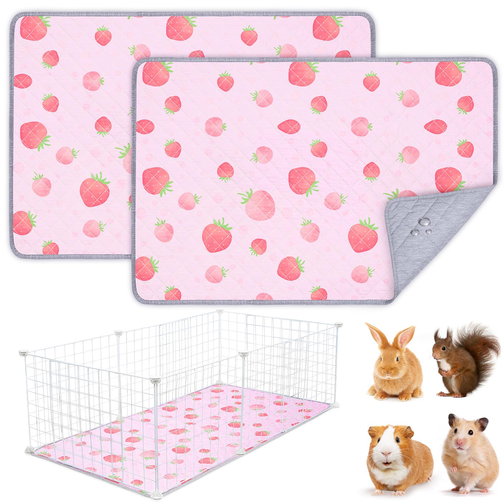 Photo 1 of 2 Pack Guinea Pig Bedding, Washable Guinea Pig Cage Liner Reusable Guinea Pig Mat Waterproof Guinea Pig Bedding for Cage, Super Absorbant Guinea Pig Pee Pads for Small Animals Hamster Rabbit Squirrel