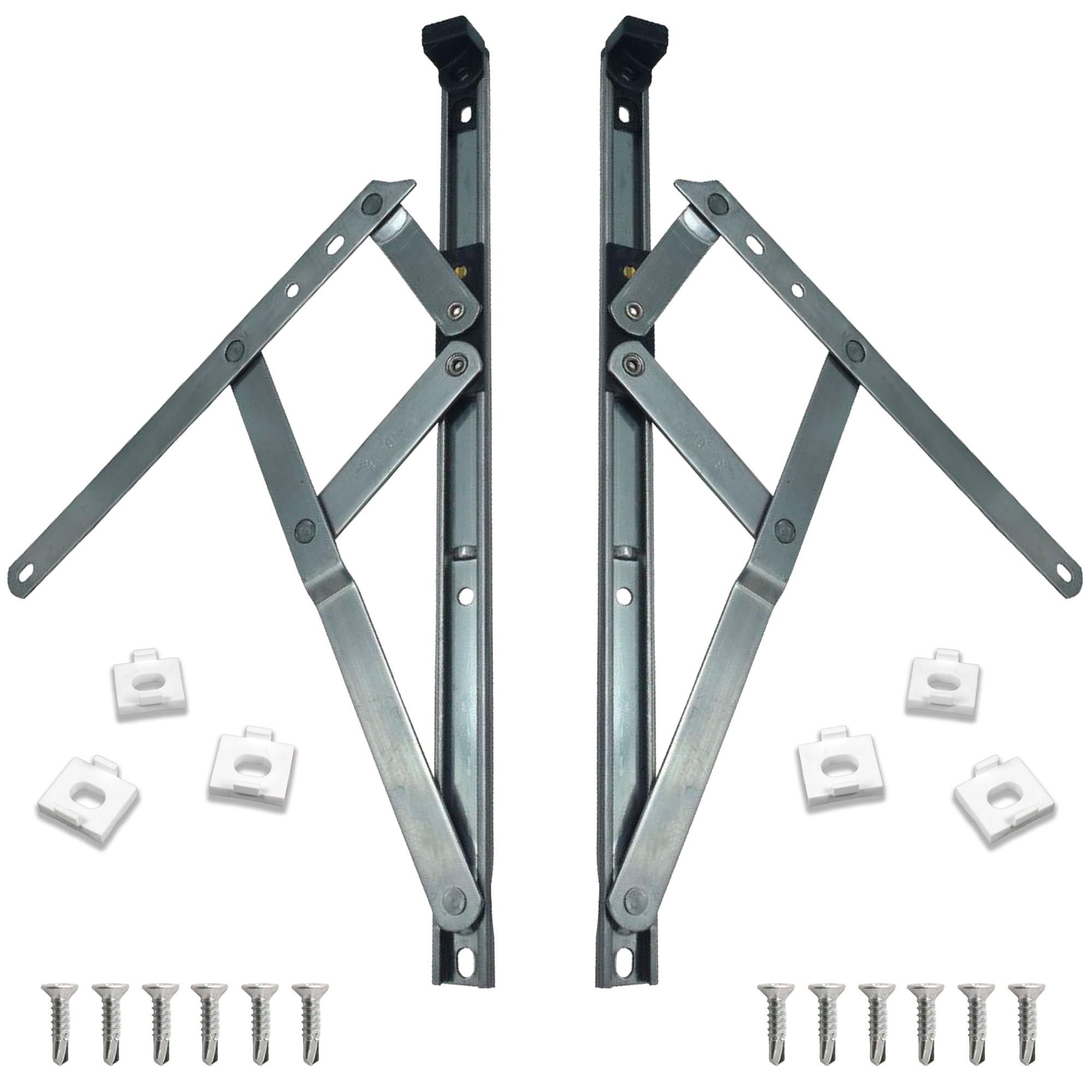 uPVC Universal Window Hinge Kit Double Glazing Friction Stay PVC 13mm 17mm Stack Non Handed Stainless Steel (20 inch)