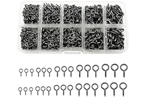 IDEALSV Black 1000 Pcs Small Screw Eye Pins Jewelry Making Eyelets Hook Kits for Craft 5 Sizes (4x8mm,5x10mm,6x12mm,7x14mm,8x16mm)