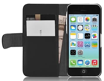 JAMMYLIZARD Lederhülle für iPhone 5C | Handyhülle [ Swiss Book Case Wallet ] Ledertasche Flip Cover Hülle Leder Schutzhülle, 