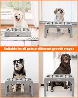 Toozey Raised Dog Bowl Height Adjustable Elevated Stand Grey 2x1200ml view 6